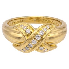 Vintage Tiffany & Co. Anillo de diamantes «Signature X», oro amarillo de 18 quilates, alrededor de 1990