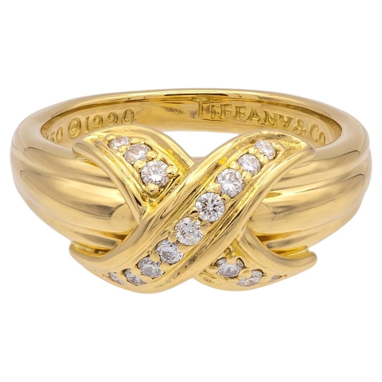 Tiffany & Co. Vintage Tiffany & Co. Signature X Diamond Ring, 18K Yellow Gold, Circa 1990