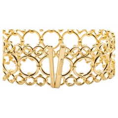 Vintage Tiffany & Co.18K Yellow Gold Open Scroll Cleopatra Link Wide Bracelet