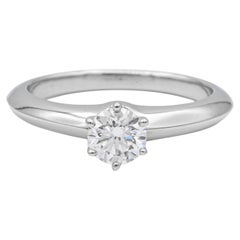 Tiffany & Co. Solitaire Engagement Ring .50 Ct GVVS2 in Platinum Excellent Cut