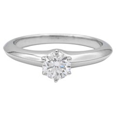 Tiffany & Co. Solitär Verlobungsring .50 Ct GVVS2 in Platin Ausgezeichneter Schliff