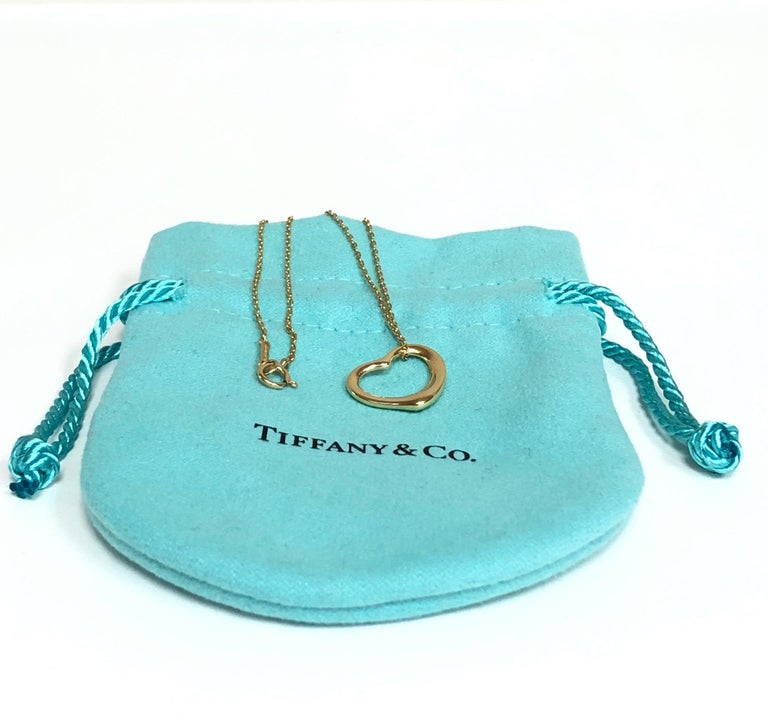 Tiffany and Co. Elsa Peretti 18K Yellow Gold Open Heart Pendant ...
