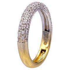 18k Yellow White Gold Round Pave Diamond 4 Row Band Ring 0.51 Cts