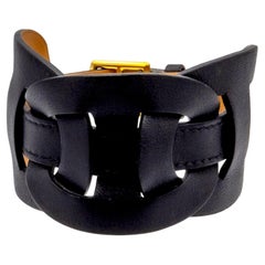 Hermès Fétiche Chaîne d'Ancre Leather Wrap Bracelet in Black Circa 2006