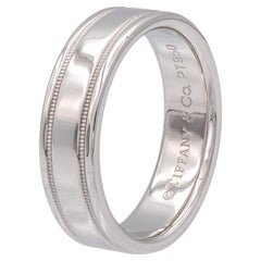 Tiffany & Co Platinum Men's Together Double Milgrain Wedding Band 6 mm Size 9.5