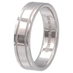 Tiffany & Co Platinum Mens Together Double Milgrain Wedding Band 6 mm Size 11.25