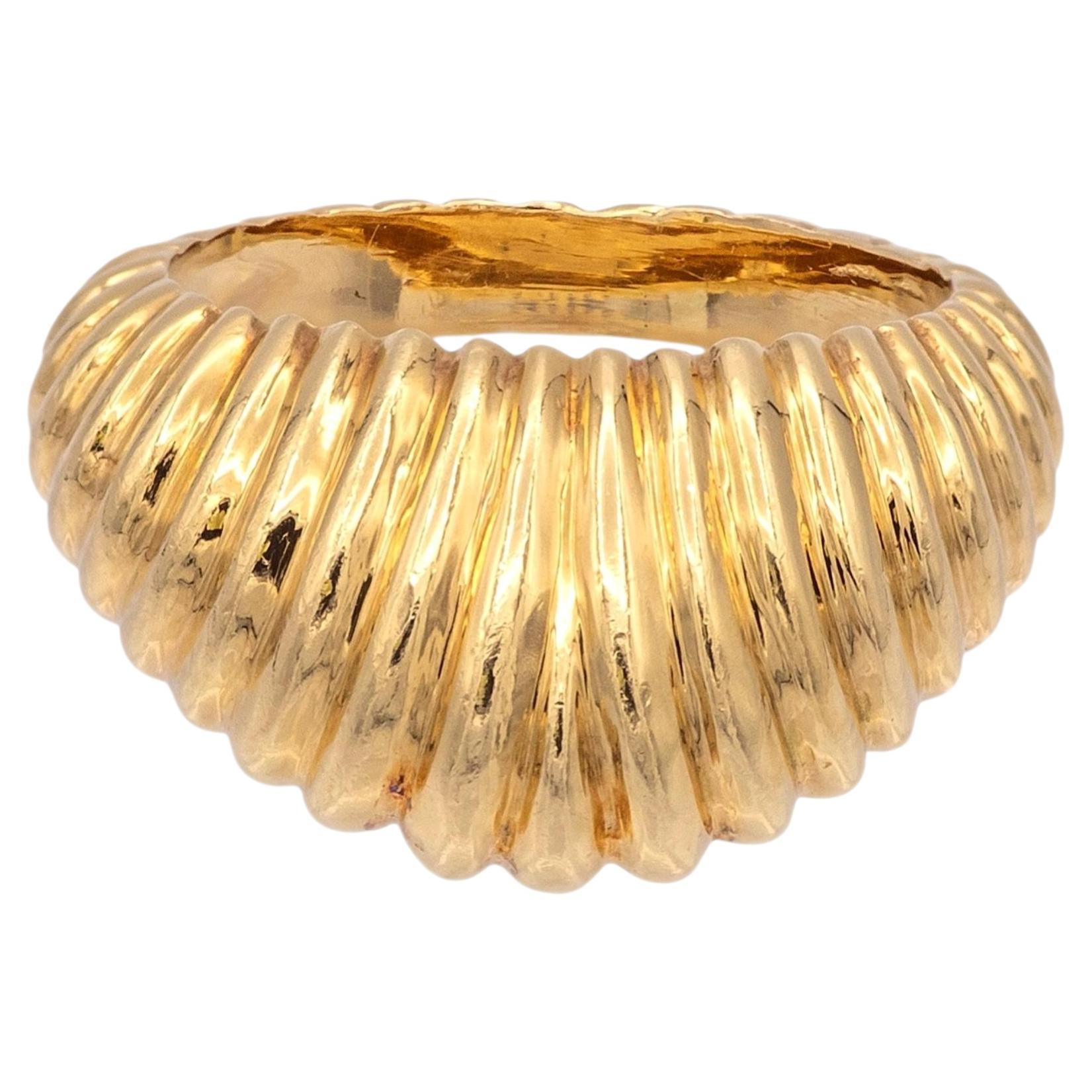 Vintage Tiffany & Co. 14K Yellow Gold Bombé Domed Ribbed Ring