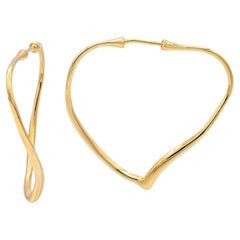 Vintage Tiffany & Co. Elsa Peretti Open Heart Wire Hoop Earrings, 18K Gold, MED
