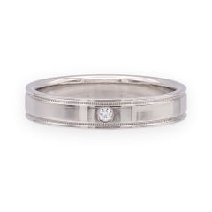 Tiffany & Co. Together Double Milgrain Single Diamond Band Platinum 4mm Size 8