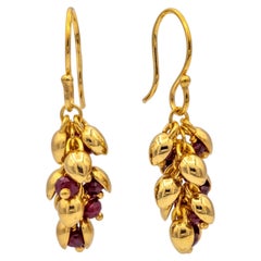 Me&Ro 18K Gold Short Baby Pod Ruby Briolette Dangle Earrings
