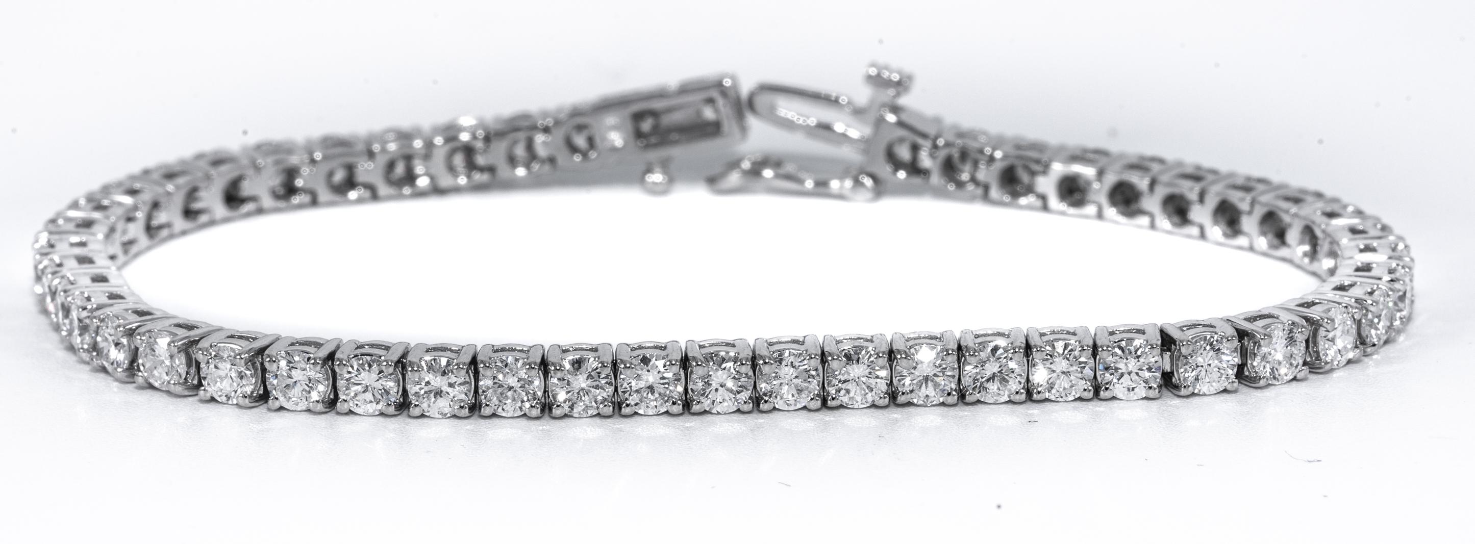 Contemporary Diamond Line Tennis Bracelet, 6.33 Carat Total by The Diamond Oak