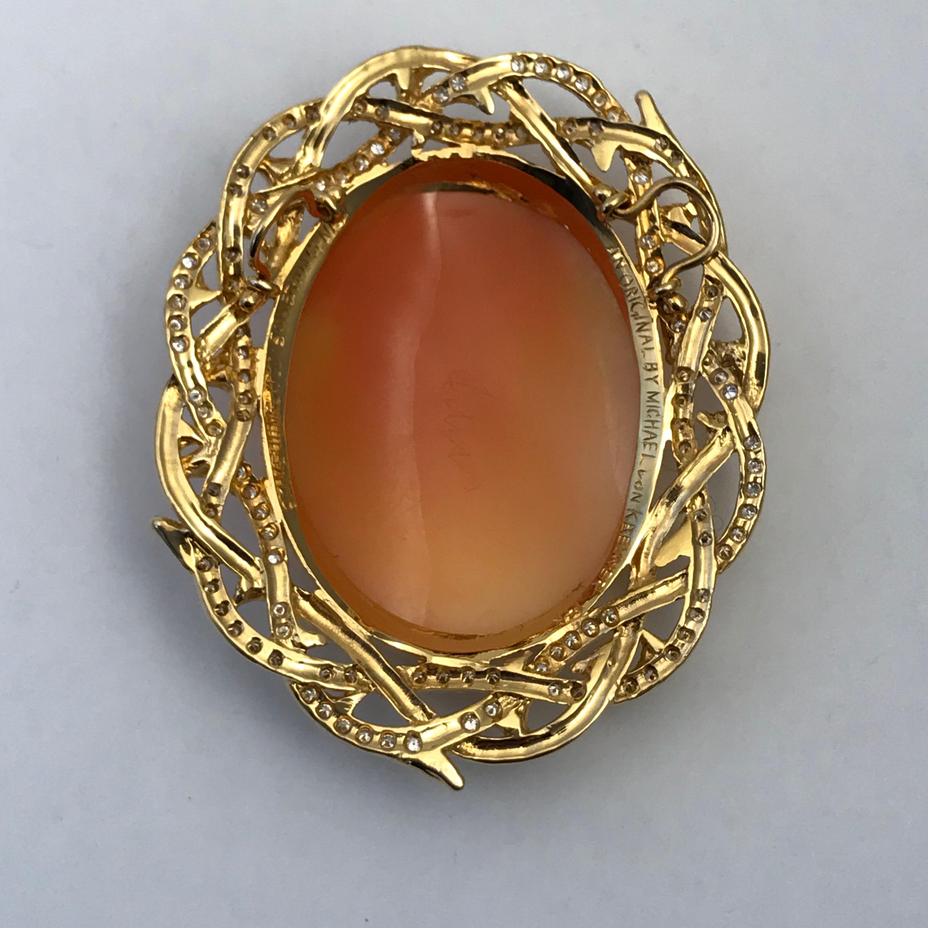 Cameo 1890s Jesus Set in 14 Karat Gold with Diamonds, Rubies and Brown Diamonds For Sale 5
