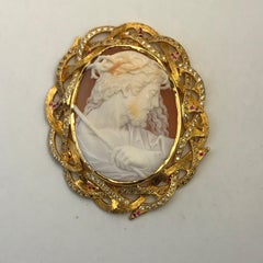 Cameo 1890s Jesus Set in 14 Karat Gold with Diamonds, Rubies and Brown Diamonds