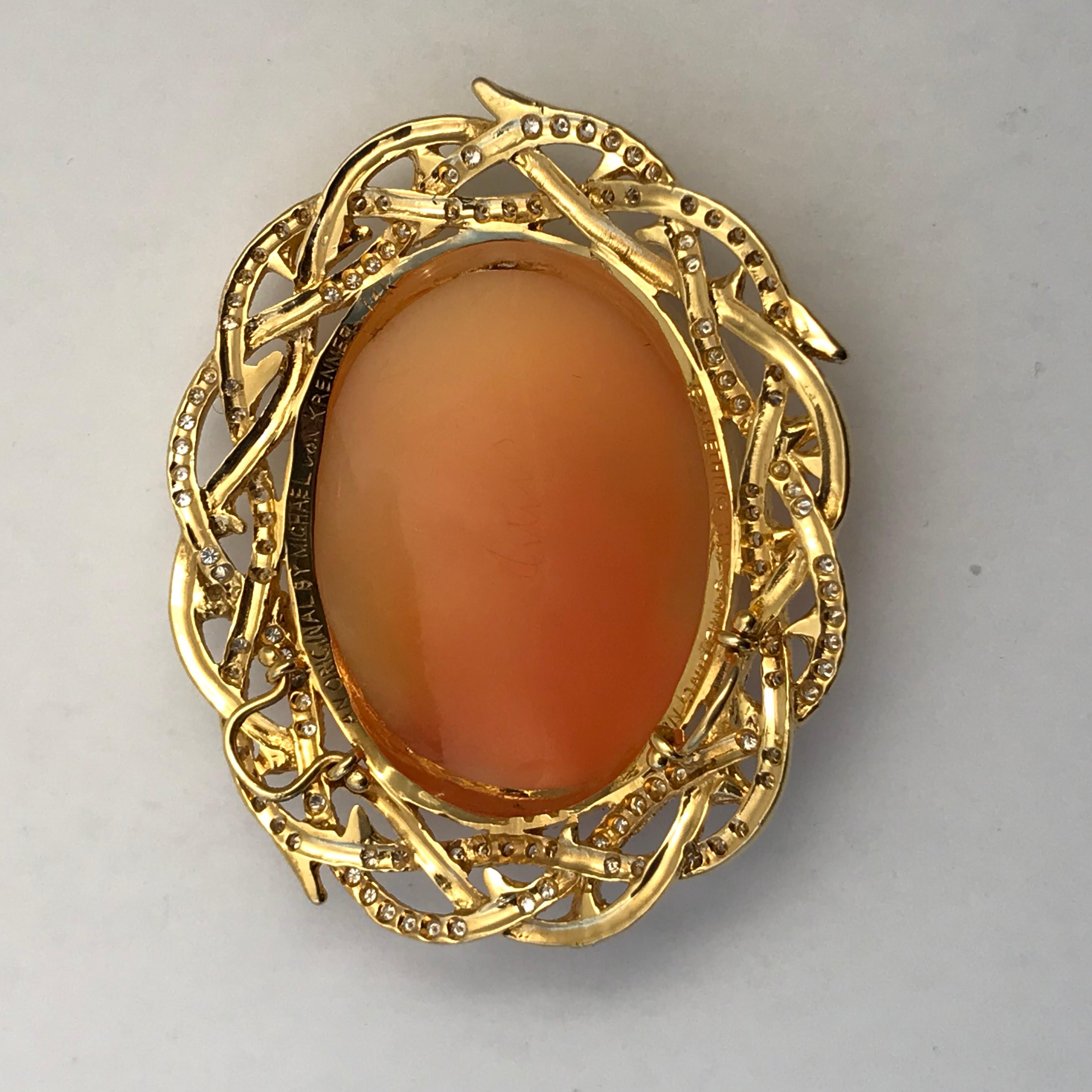 Cameo 1890s Jesus Set in 14 Karat Gold with Diamonds, Rubies and Brown Diamonds For Sale 7