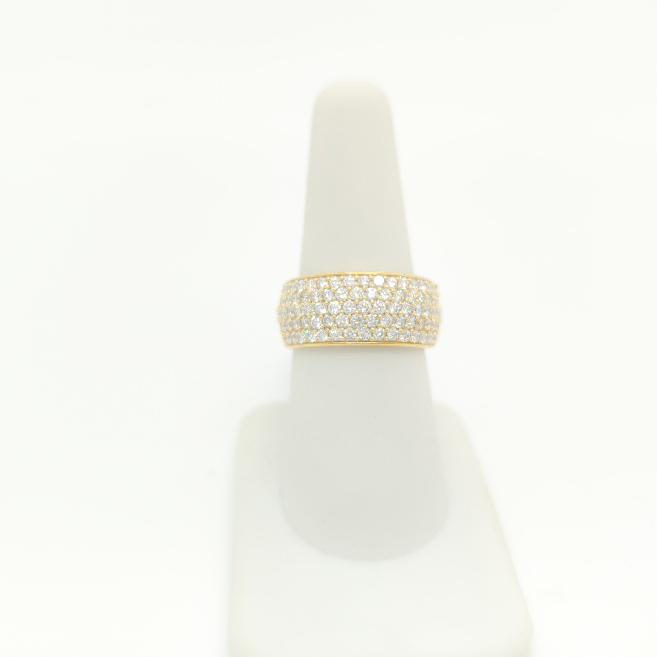 White Diamond Multi Row Band Ring in 14k Yellow Gold