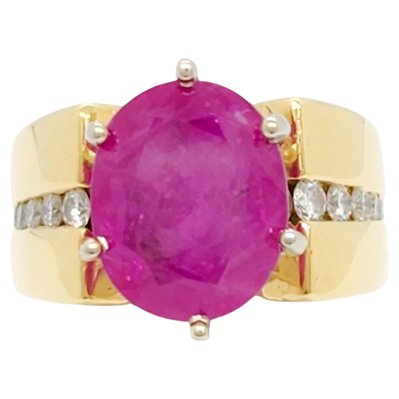 GIA Burma Purplish Pink Sapphire Oval and Diamond Cocktail Ring in 18k For Sale