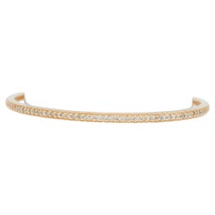 White Diamond Round Bangle in 14k Rose Gold