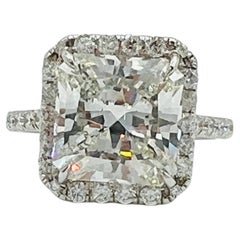 GIA 5.27ct. White Diamond Radiant Ring in 18k White Gold
