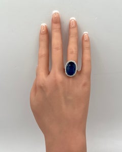 GIA Sri Lanka Blue Sapphire and White Diamond Cocktail Ring in Platinum