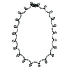 White Diamond Necklace in 18K White Gold & Black Rhodium