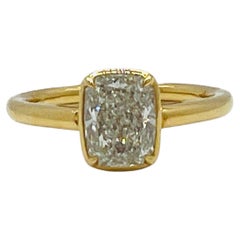 GIA White Diamond Cushion 1.50 Carat Solitaire Ring in 18K Yellow Gold
