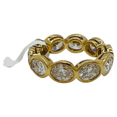 GIA White Diamond Oval East West Bezel Band Ring in 18K Yellow Gold
