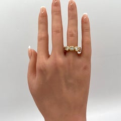 GIA White Diamond Oval East West Bezel Band Ring in 18K Yellow Gold