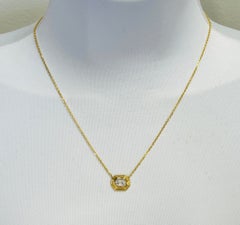 GIA 1 Carat Hexagon Triple Bezel Pendant Necklace in 18K Yellow Gold