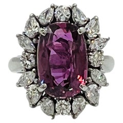 7 Carat Purple Sapphire and White Diamond Ring in Platinum
