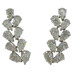 GIA Half Carat Each Pear Shape Diamond Crawler Earrings in 18K White Gold