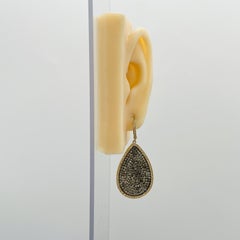 Brown and White Diamond Dangle Earrings in 14K Yellow Gold