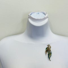 Pave Diamond Bird Brooch in 18K Yellow and White Gold