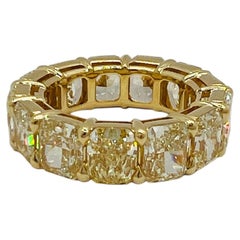 GIA 1 Carat Each Diamond Radiant Eternity Band Ring in 18K Yellow Gold
