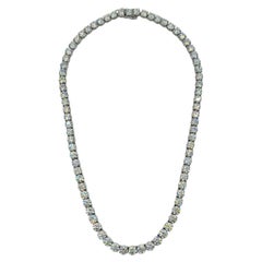 GIA 0.50 Carat Each Round Diamond Tennis Necklace in 18K White Gold