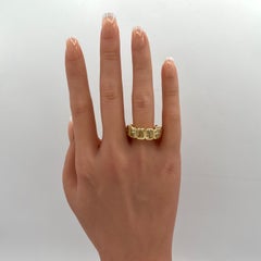 Anello Eternity con diamanti gialli taglio Radiant da 1 carato ciascuno, certificato GIA, in oro giallo 18 carati