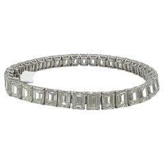 GIA 0.70 Carat Each Emerald Cut Diamond Tennis Bracelet in 18K White Gold