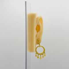 Yellow Diamond Heart and Round Chandelier Earrings in 18K Yellow Gold
