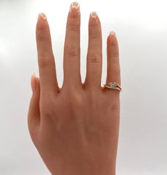 White Marquise East West White Diamond Pinky Ring in 14K Yellow Gold