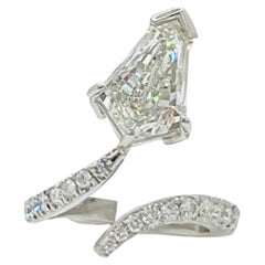 GIA 3.51 Carat Kite Diamond Snake Ring in 18K White Gold