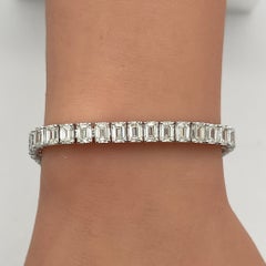 GIA 0.50 Carat Each Emerald Tennis Bracelet in 18K White Gold