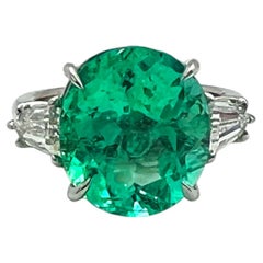 GIA 6.87 Carat Colombian Emerald and Diamond Ring in Platinum