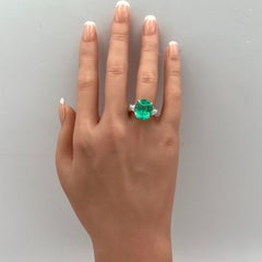 GIA 6.87 Carat Colombian Emerald and Diamond Ring in Platinum