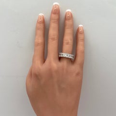 GIA 0.50 Carat Each White Diamond Emerald Cut Eternity Band Ring in 18K
