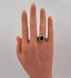Tsavorite Garnet and White Diamond Cocktail Ring in 18k White Gold