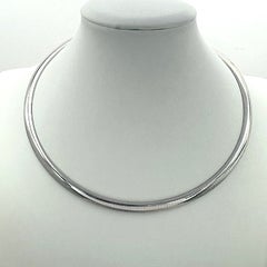 Omega Necklace in 14K White Gold
