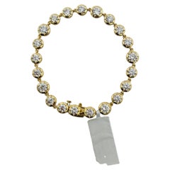 GIA White Diamond Big Small Chain Bracelet in 18K Yellow Gold