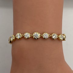 GIA White Diamond Big Small Chain Bracelet in 18K Yellow Gold