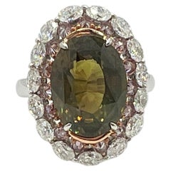 GRS 8.04 Carat Ceylon Alexandrite and White Diamond Ring in Platinum and 18k