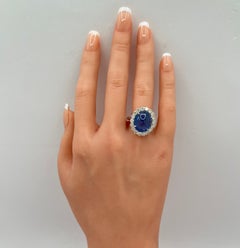 Guild 12 Carat Blue Sapphire Cabochon Ring in 18K White Gold