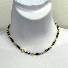 Estate Lugano Halskette mit Diamanten in verschiedenen Formen aus schwarzer Keramik und 18-karätigem Gelbgold